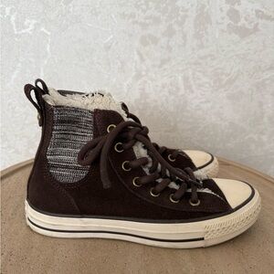 Converse Brown and Cream High-Top Sneakers